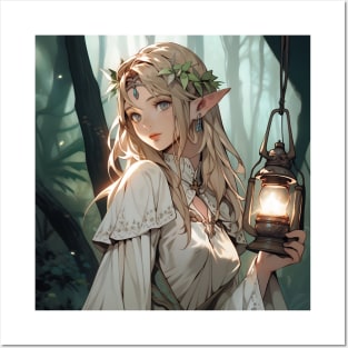 Elf and lantern Posters and Art